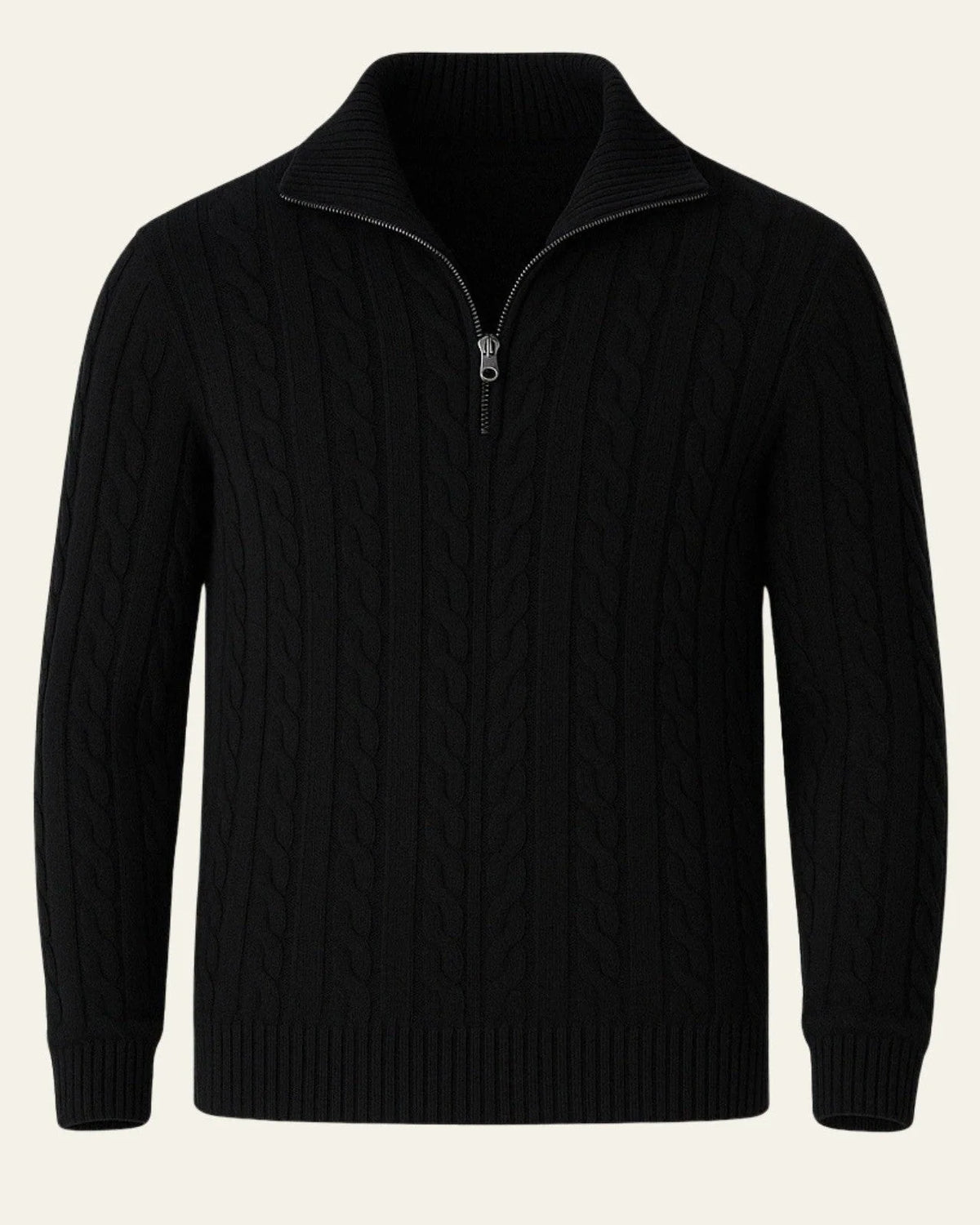 Men's Cable Knit Sweater with Half-Zip Collar 3