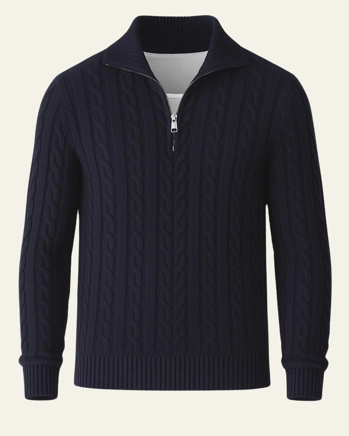 Men's Cable Knit Sweater with Half-Zip Collar 4