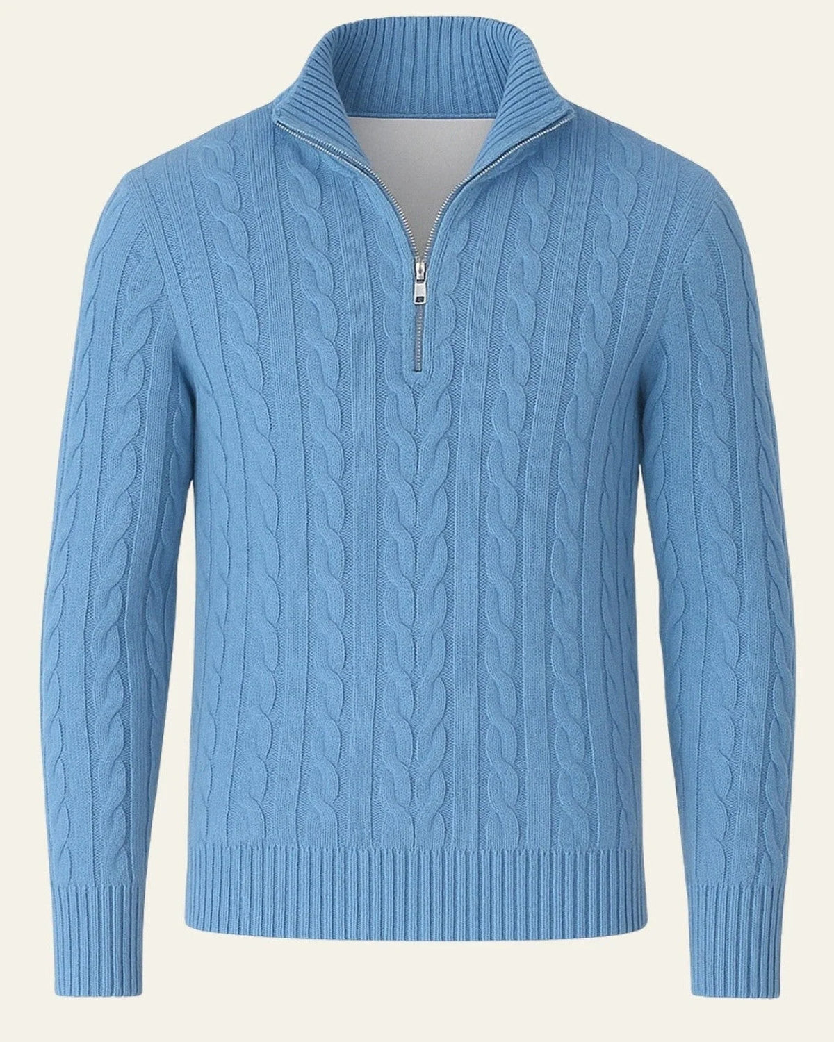 Men's Cable Knit Sweater with Half-Zip Collar 5