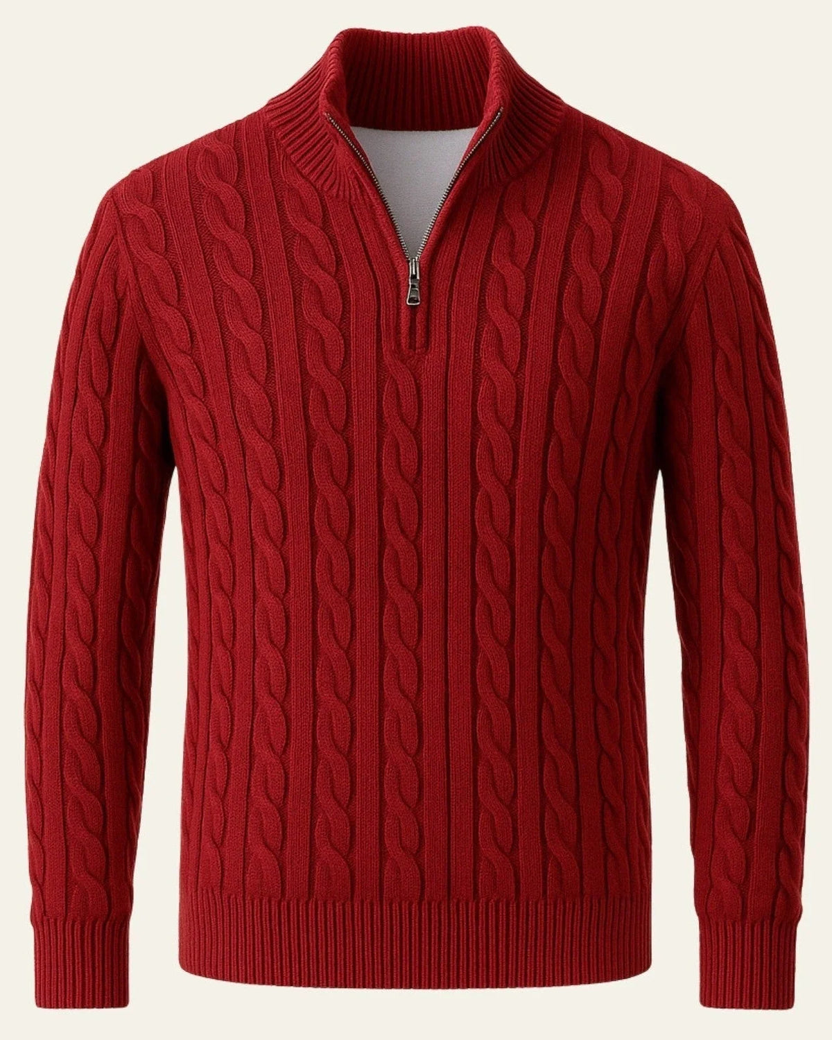 Men's Cable Knit Sweater with Half-Zip Collar 6