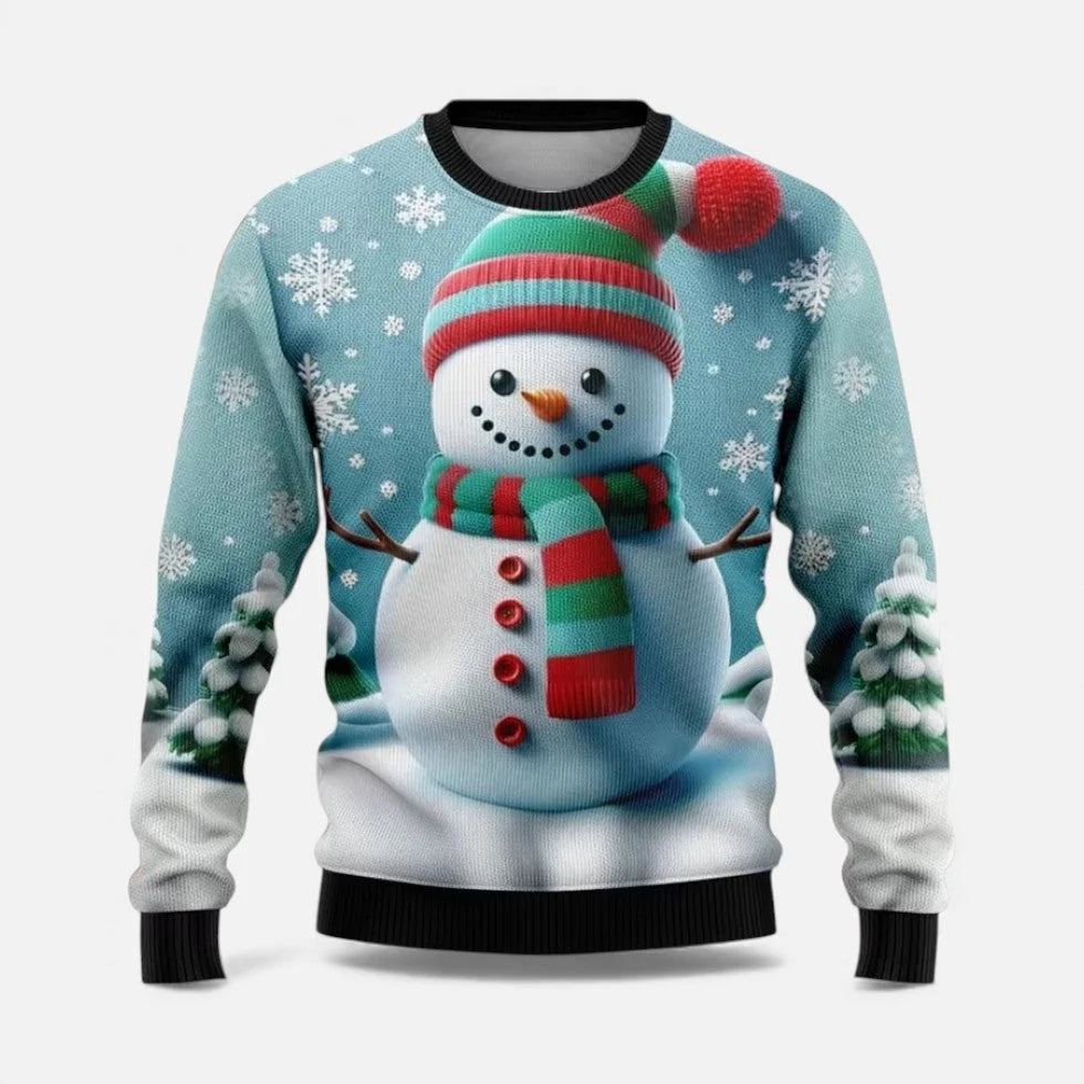Men's Christmas Sweater with Winter Print and Crew Neck 2