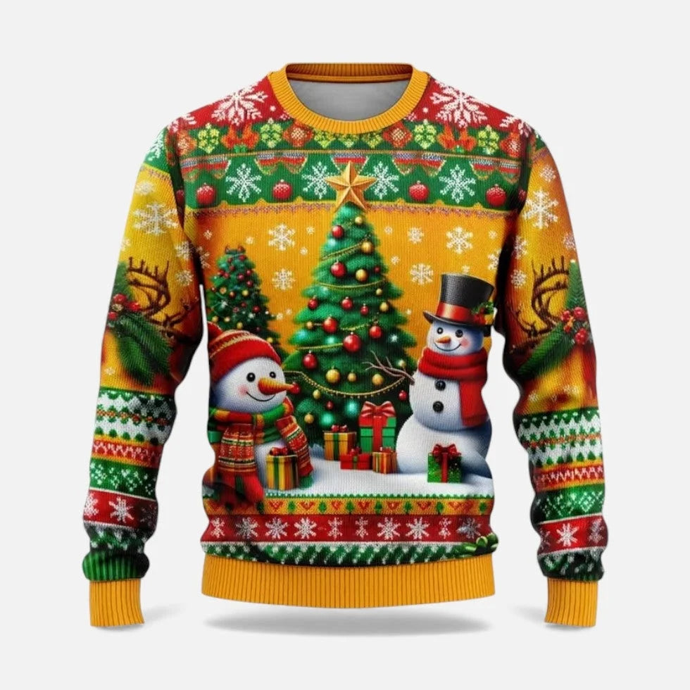 Men's Christmas Sweater with Winter Print and Crew Neck 3