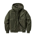 Men's Fleece-Lined Cotton Bomber Jacket with Hooded Design 0