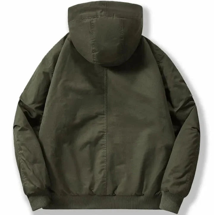 Men's Fleece-Lined Cotton Bomber Jacket with Hooded Design 4