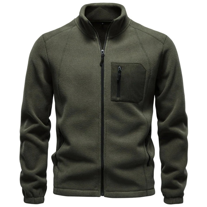 Men's Fleece Jacket with Stand Collar and Full-Zip for Everyday Wear 0