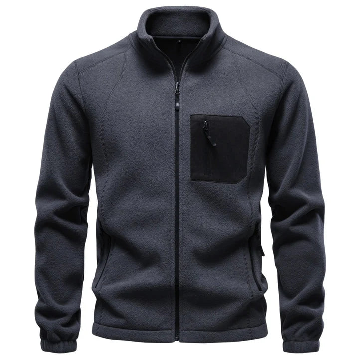 Men's Fleece Jacket with Stand Collar and Full-Zip for Everyday Wear 1