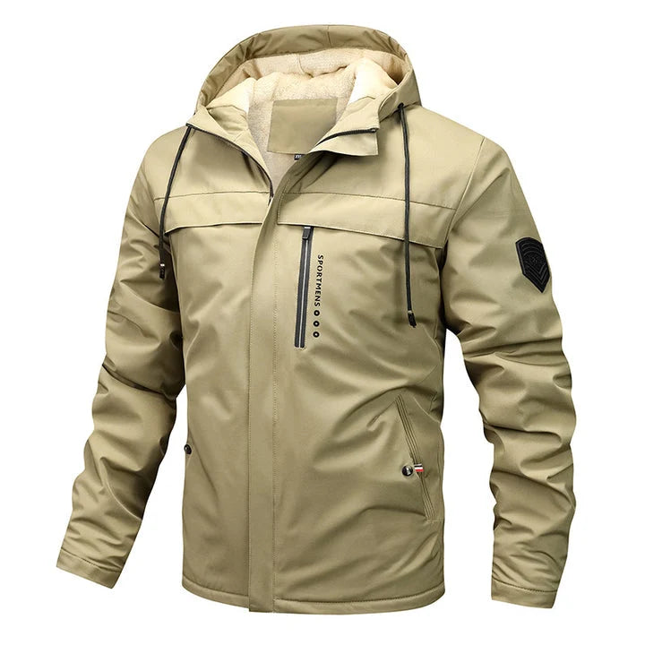 Men's Fleece Lined Hooded Outdoor Jacket - Durable Polyester Coats 2