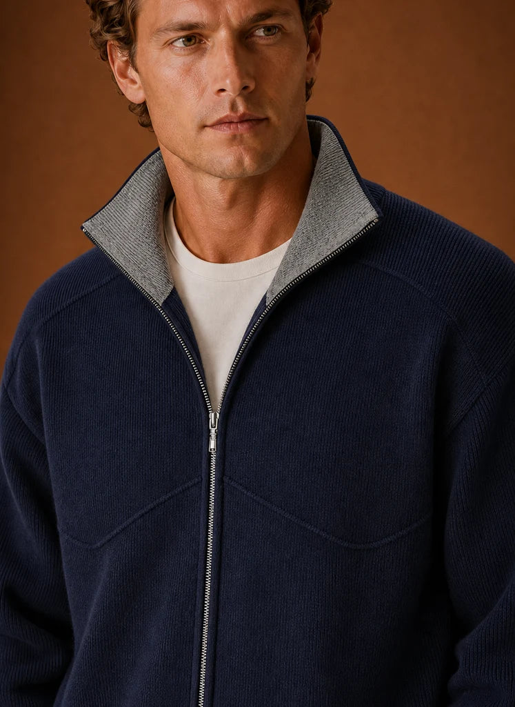 Men's Full-Zip Knit Cardigan with Long Sleeves 2