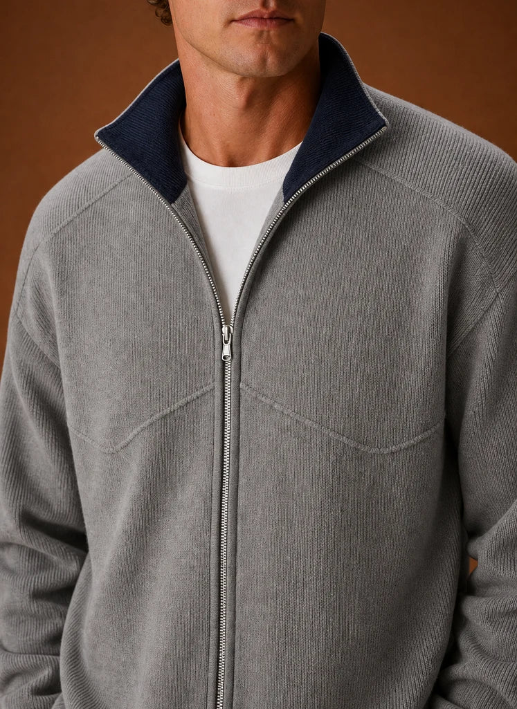 Men's Full-Zip Knit Cardigan with Long Sleeves 6