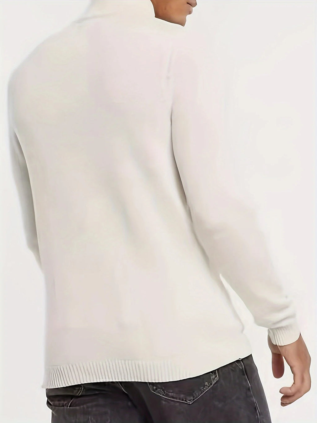 Men's Half-Zip Knit Sweater with High Collar and Stretch Fabric 7