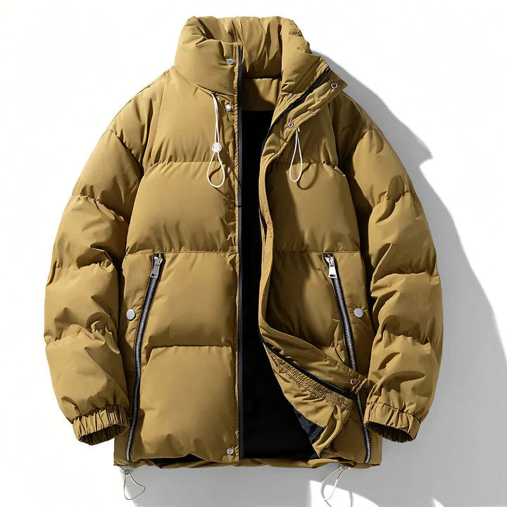 Men’s Insulated Windproof Puffer Jacket with High Collar 0