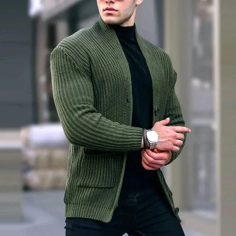 Men's Lightweight Relaxed Fit Knitted Cardigan with Pockets 2