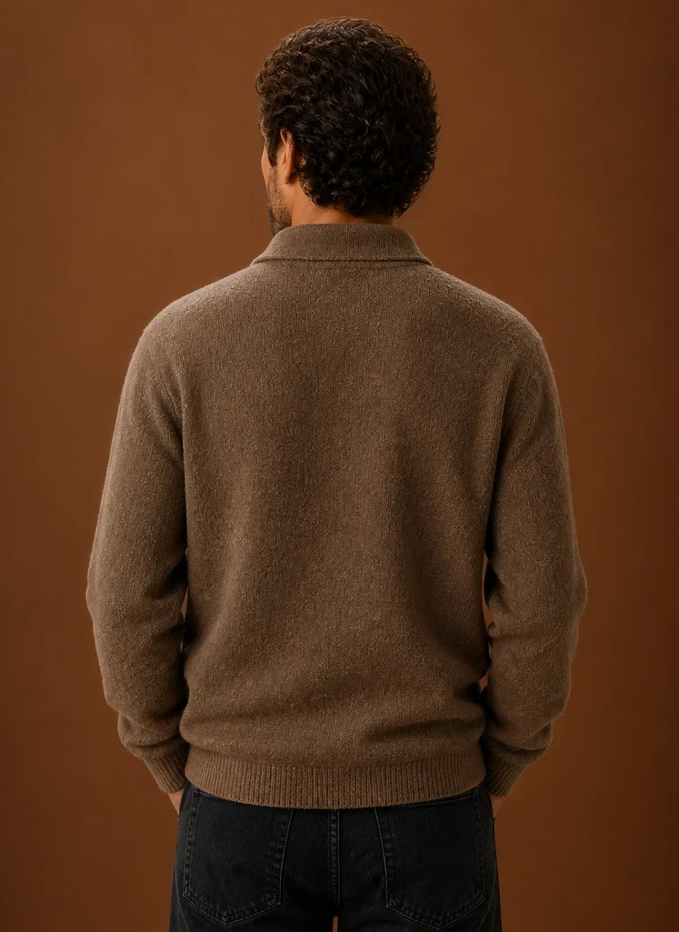 Men's Long Sleeve Knit Polo Sweater with Button Placket 6