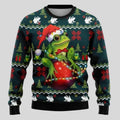 Men's Loose Fit Christmas Sweater with Animal Print and Crew Neck 0