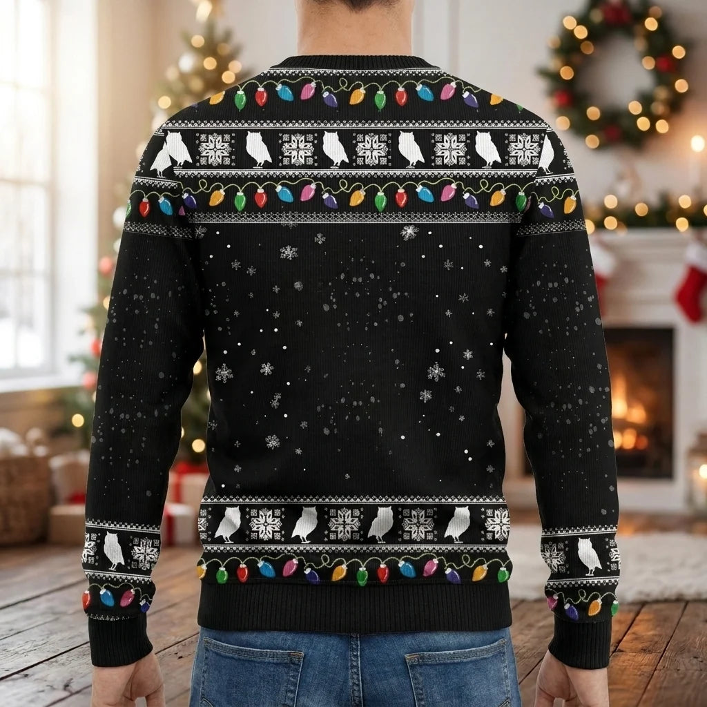 Men's Loose Fit Christmas Sweater with Animal Print and Crew Neck 2
