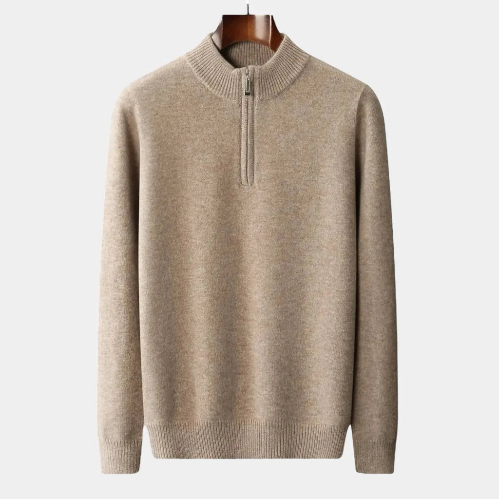 Men's Merino Wool Zip Collar Sweater with Streamlined Fit 1