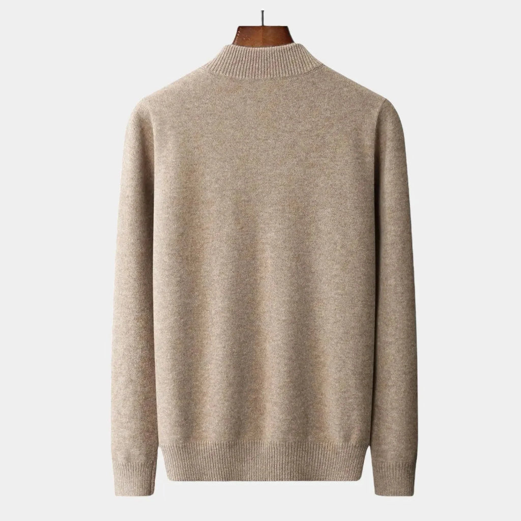 Men's Merino Wool Zip Collar Sweater with Streamlined Fit 2