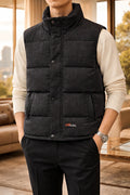 Men's Padded Bodywarmer with Stand-Up Collar and Sleeveless Design 0