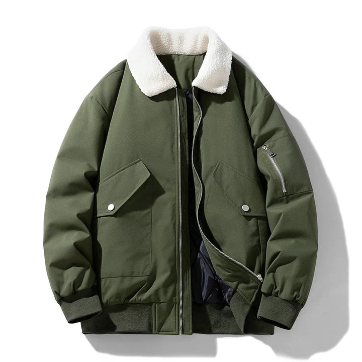 Men's Padded Bomber Jacket with Sherpa Collar for Warmth 2