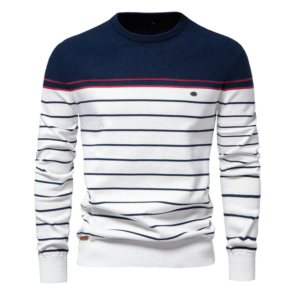 Men's Printed Crew Neck Sweater with Ribbed Cuffs - Casual & Smart-Casual 0