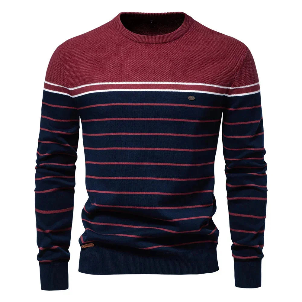 Men's Printed Crew Neck Sweater with Ribbed Cuffs - Casual & Smart-Casual 2