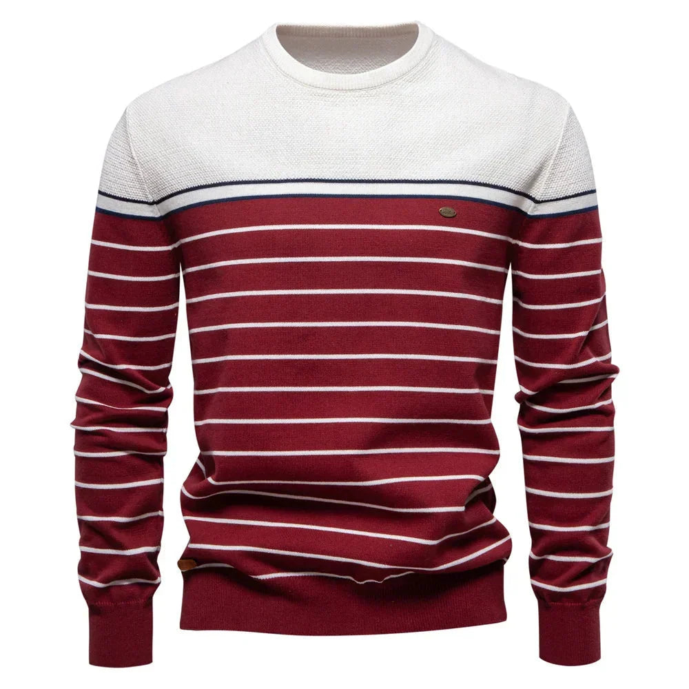 Men's Printed Crew Neck Sweater with Ribbed Cuffs - Casual & Smart-Casual 3