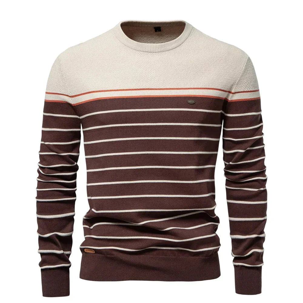 Men's Printed Crew Neck Sweater with Ribbed Cuffs - Casual & Smart-Casual 4