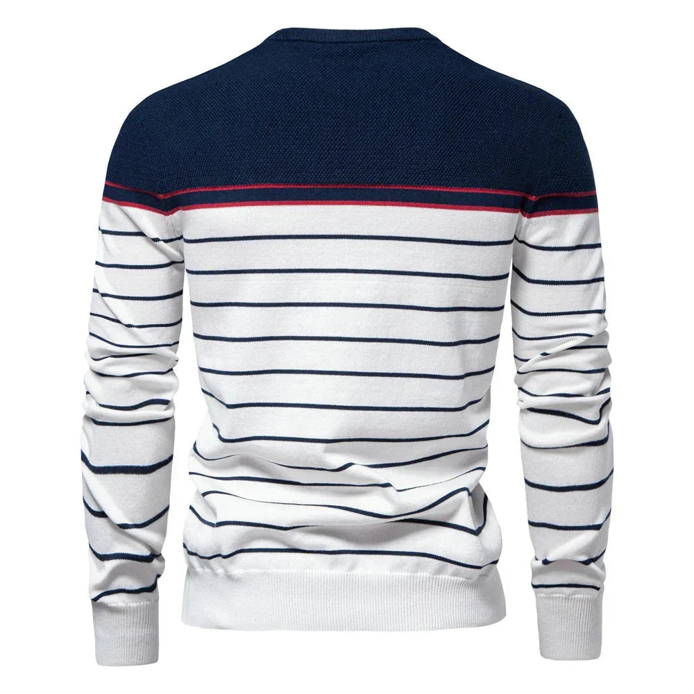Men's Printed Crew Neck Sweater with Ribbed Cuffs - Casual & Smart-Casual 5