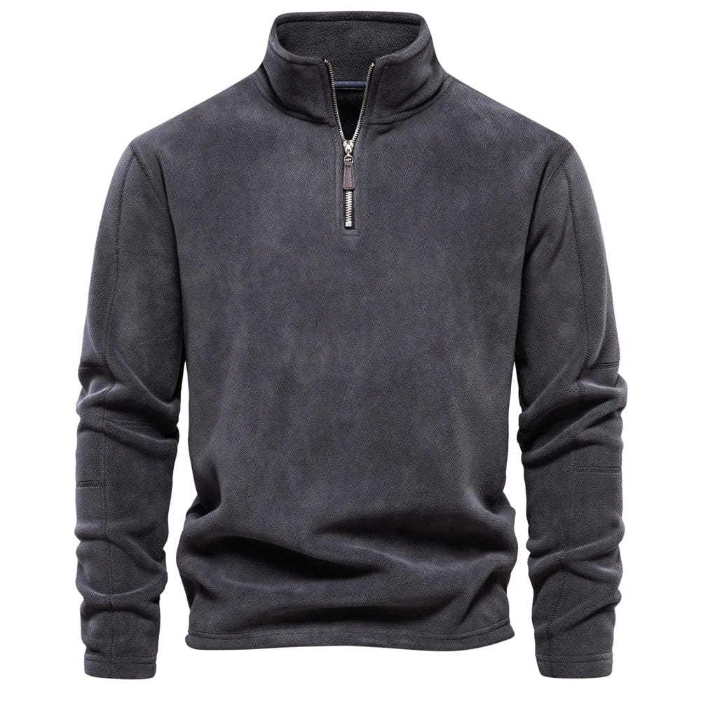 Men's Quarter-Zip Fleece Sweatshirt with High Collar for Outdoor Warmth 3