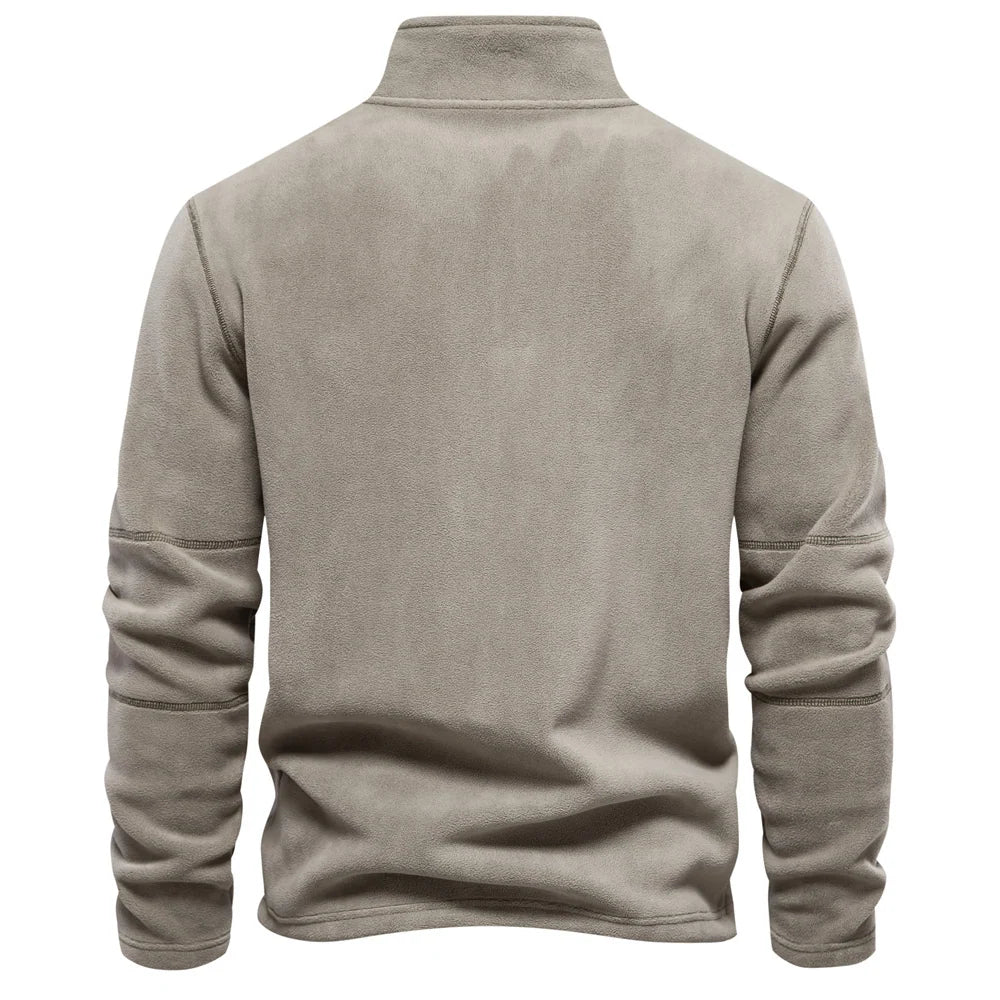 Men's Quarter-Zip Fleece Sweatshirt with High Collar for Outdoor Warmth 5