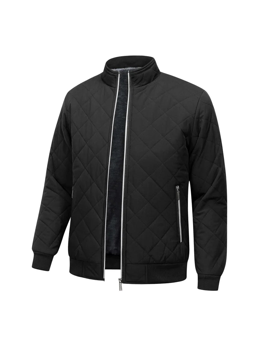 Men's Quilted Jacket with Faux Fur Lining and Ribbed Cuffs 0