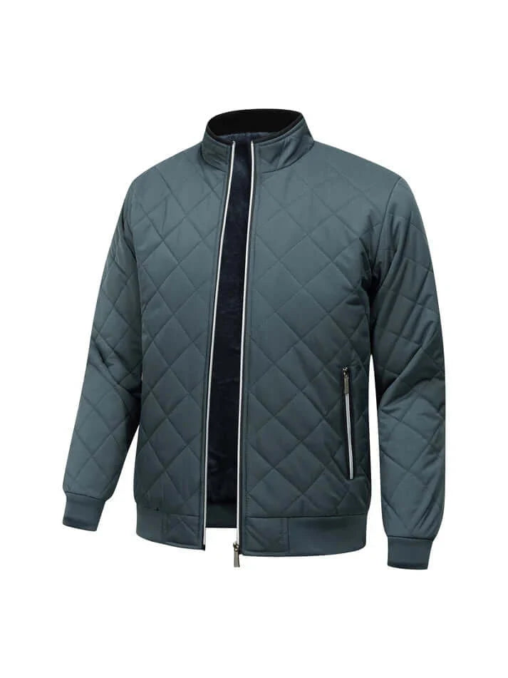 Men's Quilted Jacket with Faux Fur Lining and Ribbed Cuffs 1
