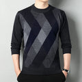 Men's Regular Fit Crew Neck Knit Sweater with Printed Front 0
