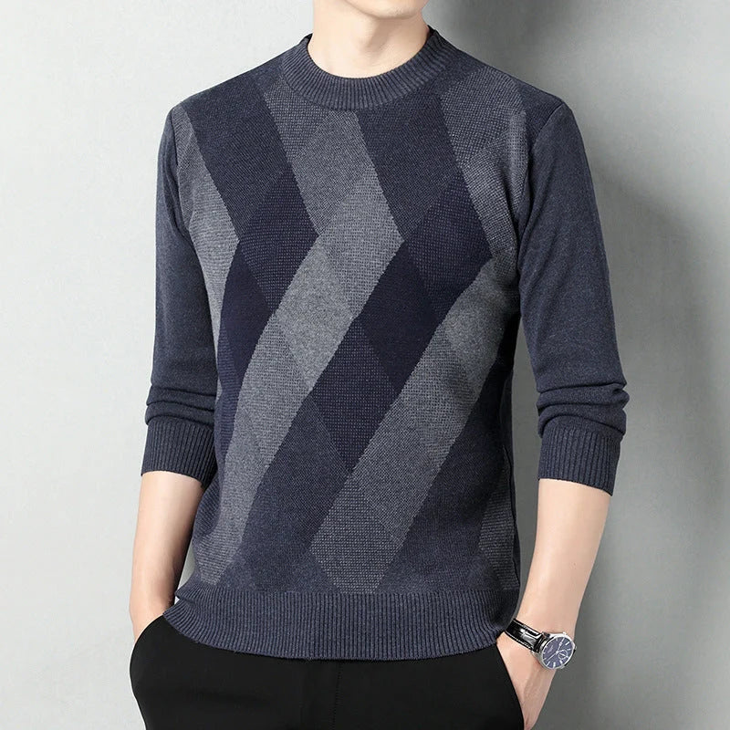 Men's Regular Fit Crew Neck Knit Sweater with Printed Front 3