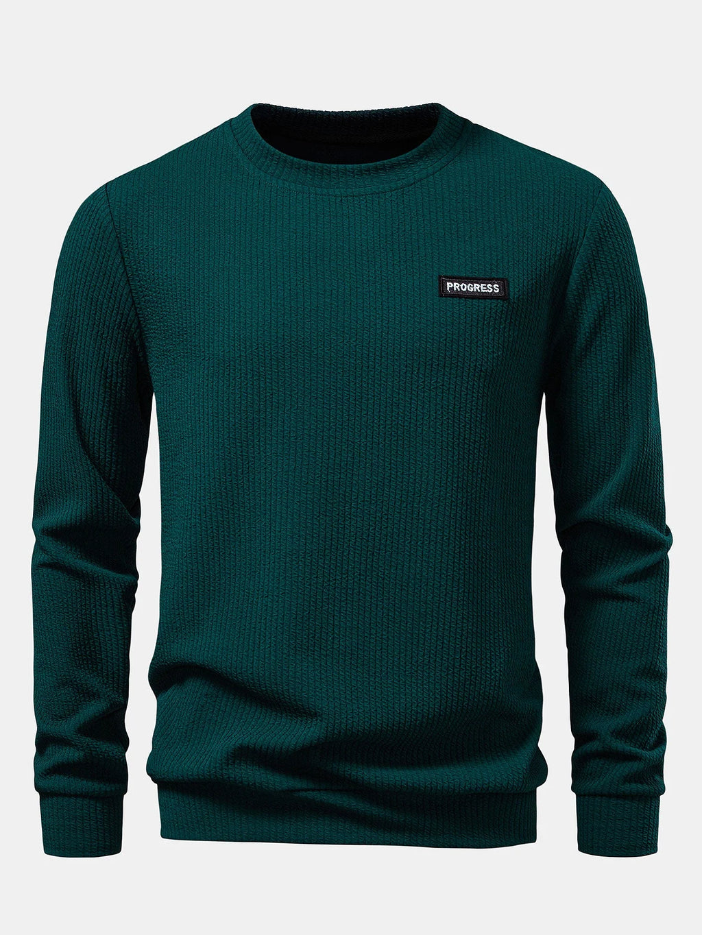 Men's Regular Fit Crew Neck Sweatshirt with Ribbed Texture 0