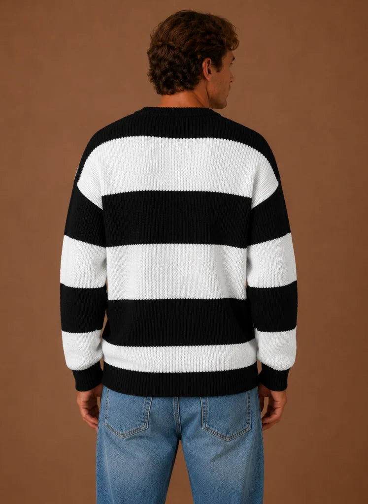Men's Relaxed Fit Striped Crew Neck Knit Sweater 1