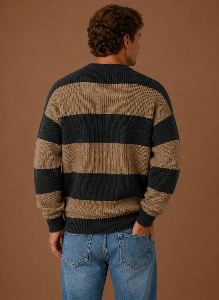 Men's Relaxed Fit Striped Crew Neck Knit Sweater 3