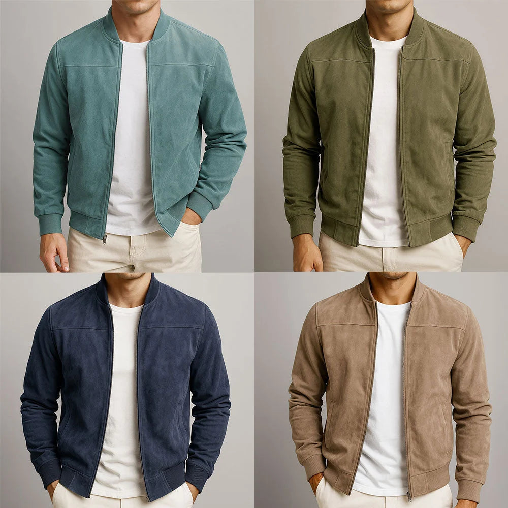 Men's Relaxed Fit Suede Jacket with Durable Zipper Closure 5