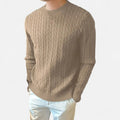 Men's Ribbed Knit Crew Neck Sweater with Stretch Fabric 0
