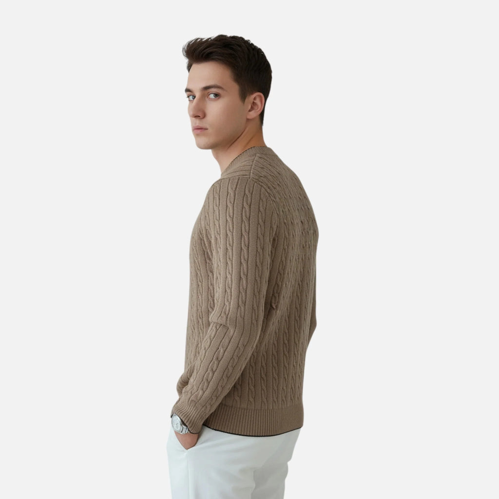 Men's Ribbed Knit Crew Neck Sweater with Stretch Fabric 2