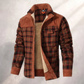 Men's Sherpa-Lined Plaid Flannel Jacket with Corduroy Trim 0