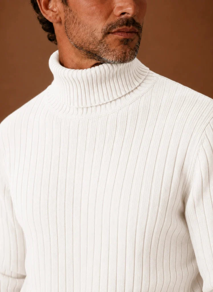 Men's Slim Fit Ribbed Turtleneck Sweater with Stretch Knit Fabric 2