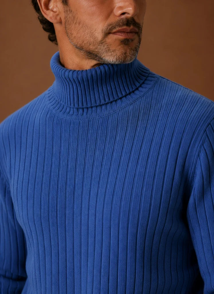 Men's Slim Fit Ribbed Turtleneck Sweater with Stretch Knit Fabric 7
