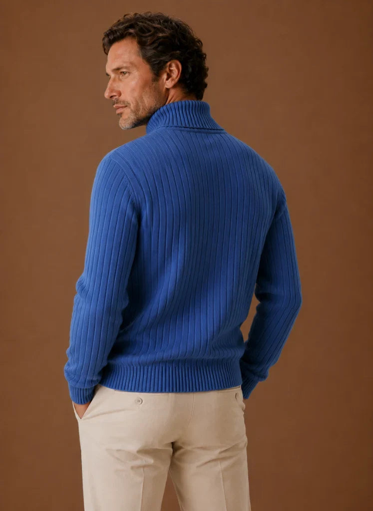 Men's Slim Fit Ribbed Turtleneck Sweater with Stretch Knit Fabric 8