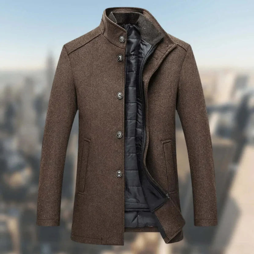 Men's Structured High-Collar Button-Front Winter Jacket 0