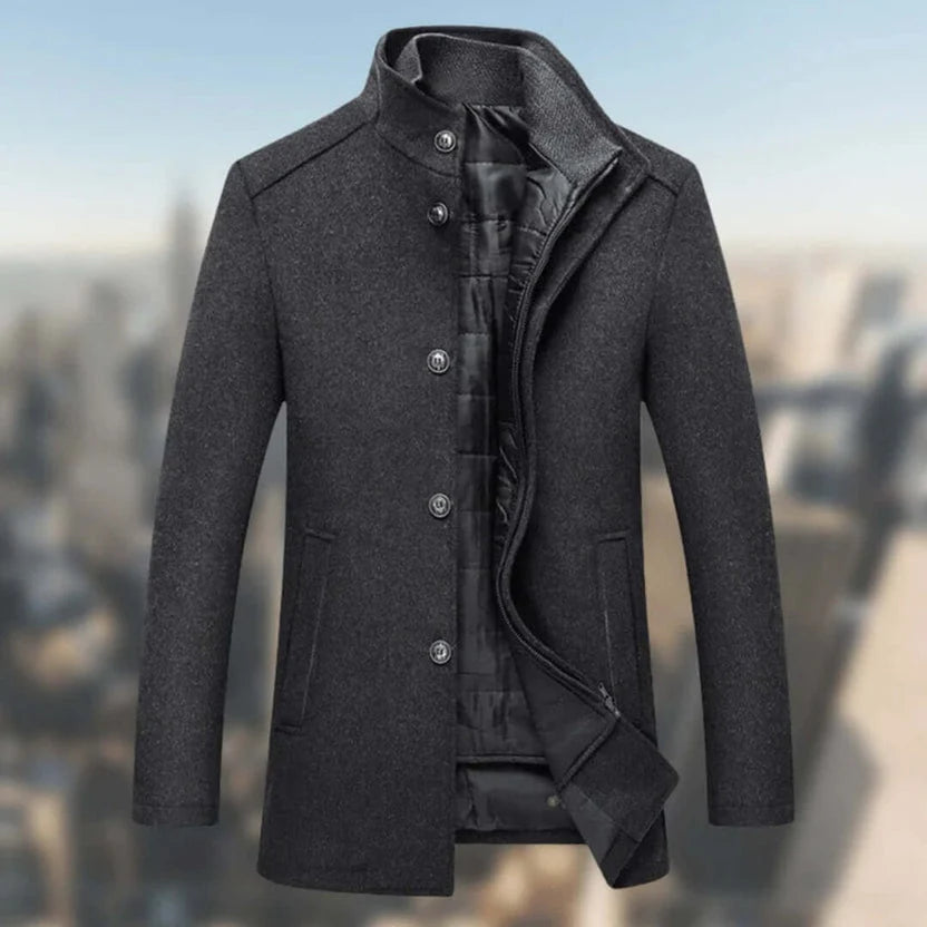 Men's Structured High-Collar Button-Front Winter Jacket 1
