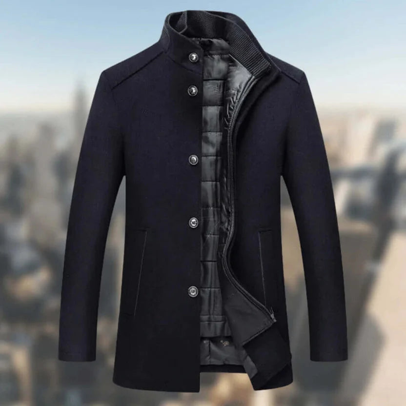 Men's Structured High-Collar Button-Front Winter Jacket 2