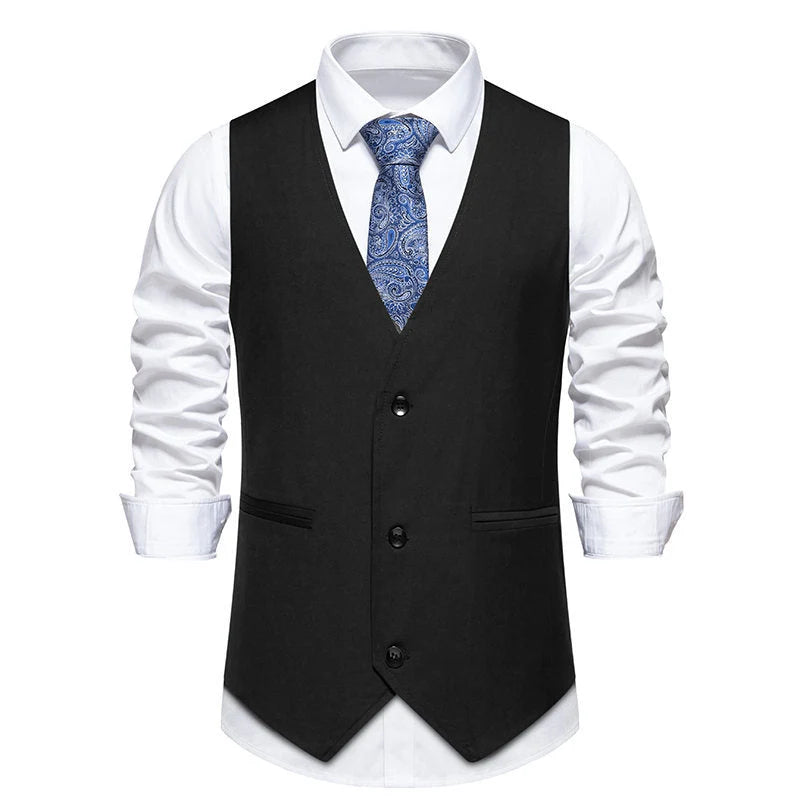 Men's Tailored Waistcoat with Button Closure for Formal Occasions 3