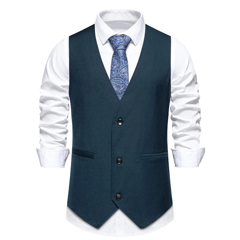 Men's Tailored Waistcoat with Button Closure for Formal Occasions 4