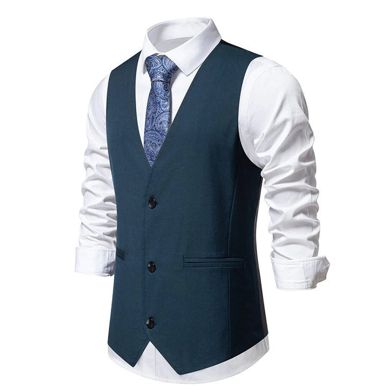 Men's Tailored Waistcoat with Button Closure for Formal Occasions 6